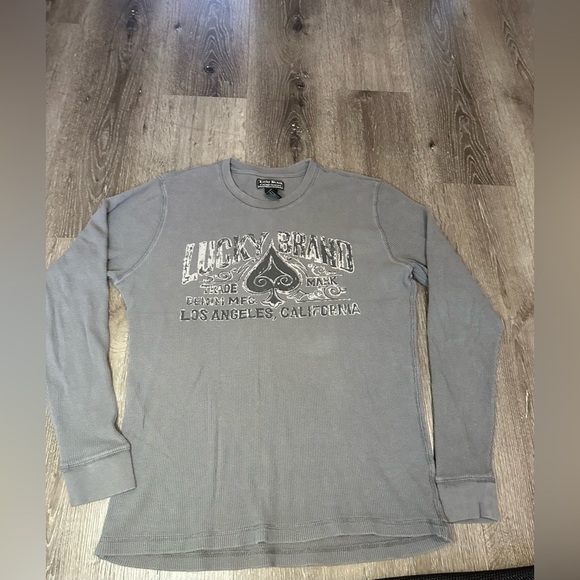 Lucky Brand Long Sleeve Gray Tee for Men - Picture 1 of 5